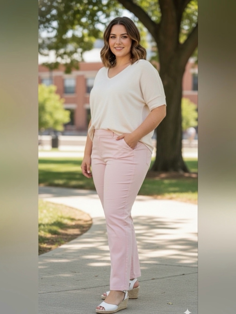 Hybrid & company Light Pink Straight Leg Stretch Pants